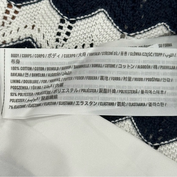 Hollister Navy and White Chevron Stripe Crochet Knit Maxi Tank Dress‎ Size Large - Picture 9 of 9